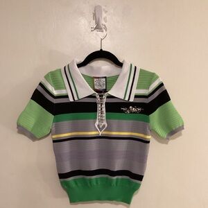 MUKZIN Stripe Fresh Polo Neck Unique Knittled T-shirts Knitwear